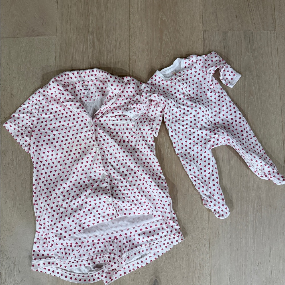 Roller Rabbit White Pajama Set with Pink Heart Print